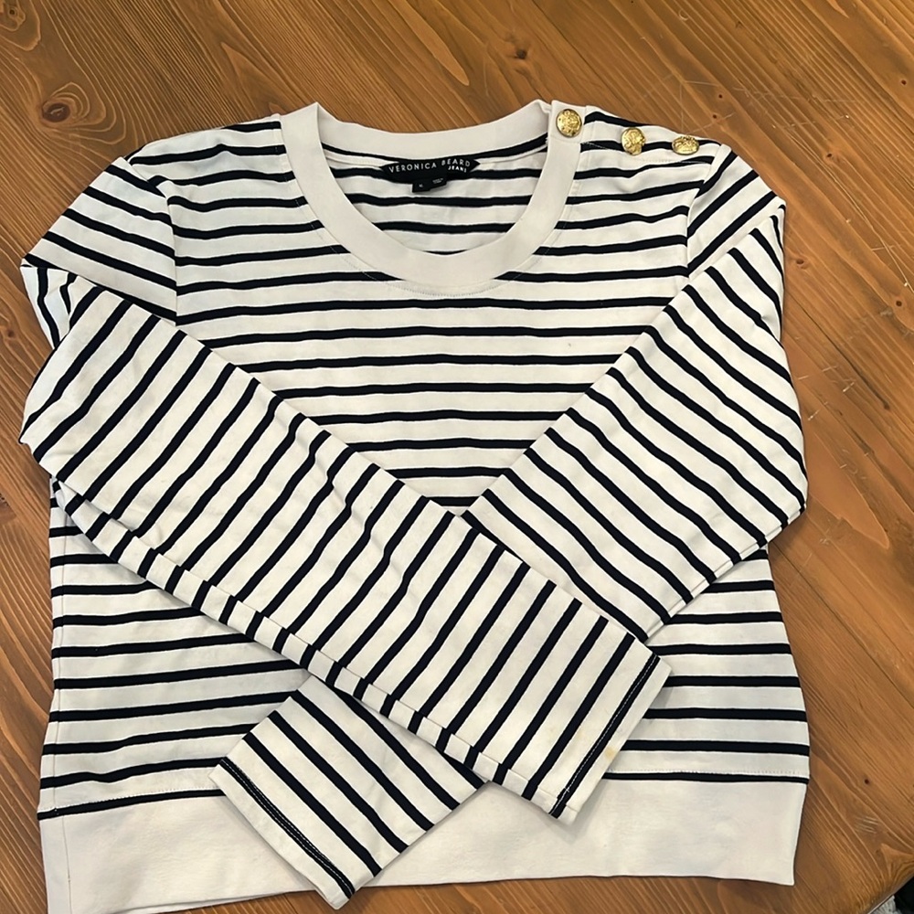Veronica Beard size xl cream with navy stripes